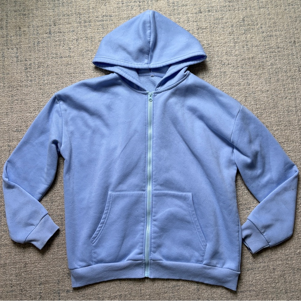 Relaxed Fit Purple Hoodie Sweatshirt with Full-Length Zipper